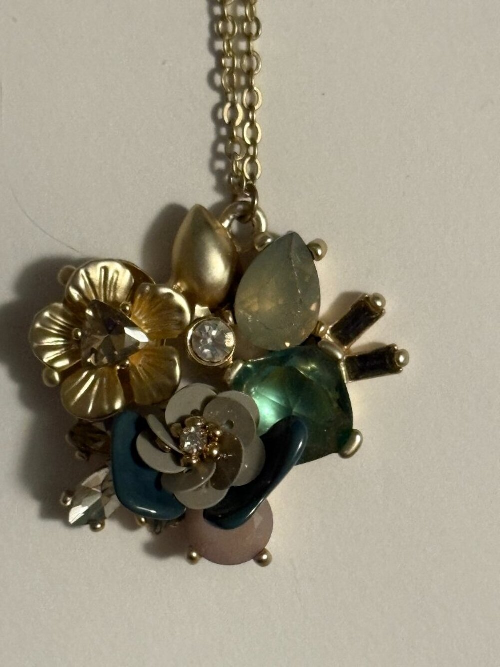 Loft Floral Charm Pendant 18" Long Necklace